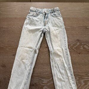 Girls Zara light blue denim straight leg jeans adjustable waist pants size 9